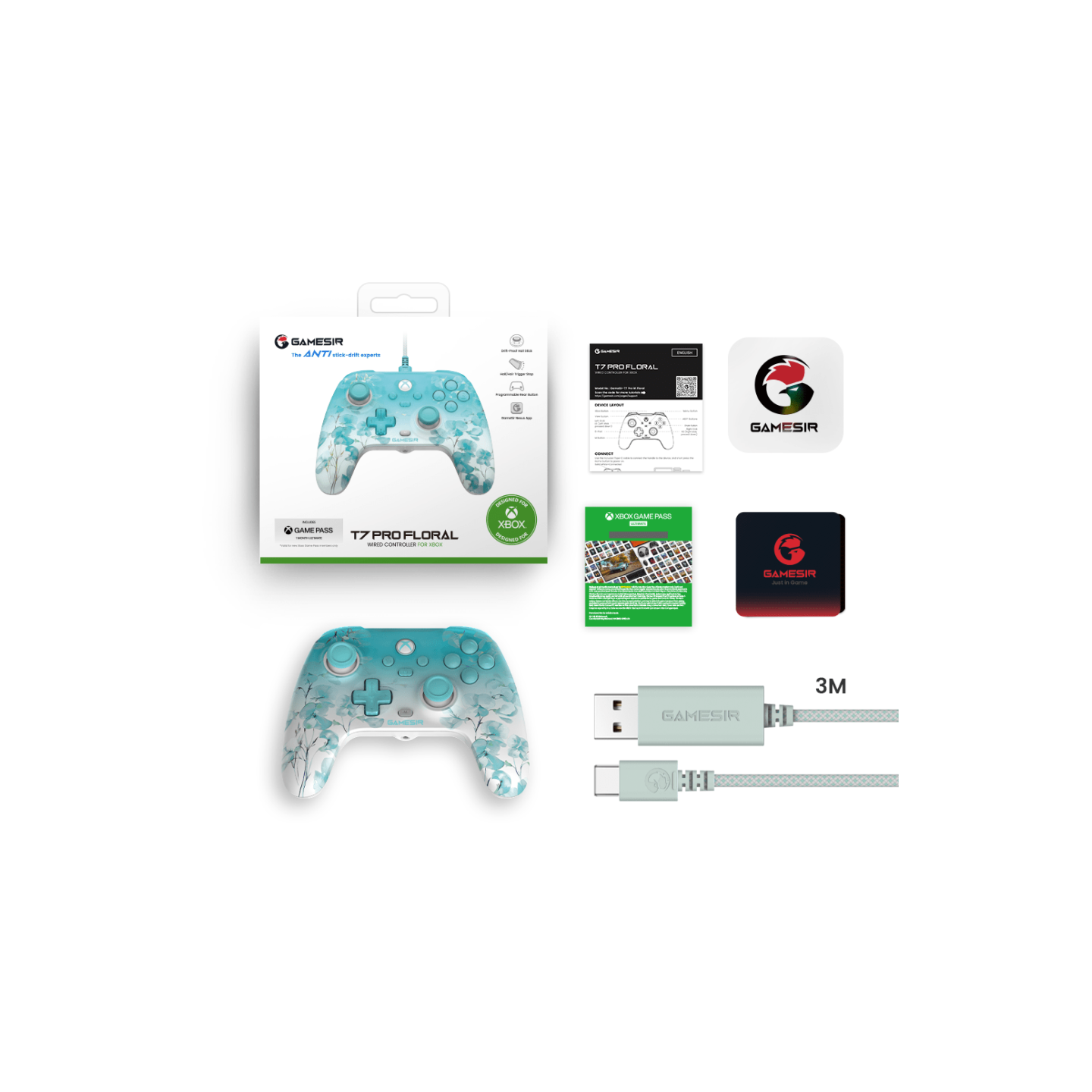 GameSir T7 Pro Floral – Manette filaire Xbox