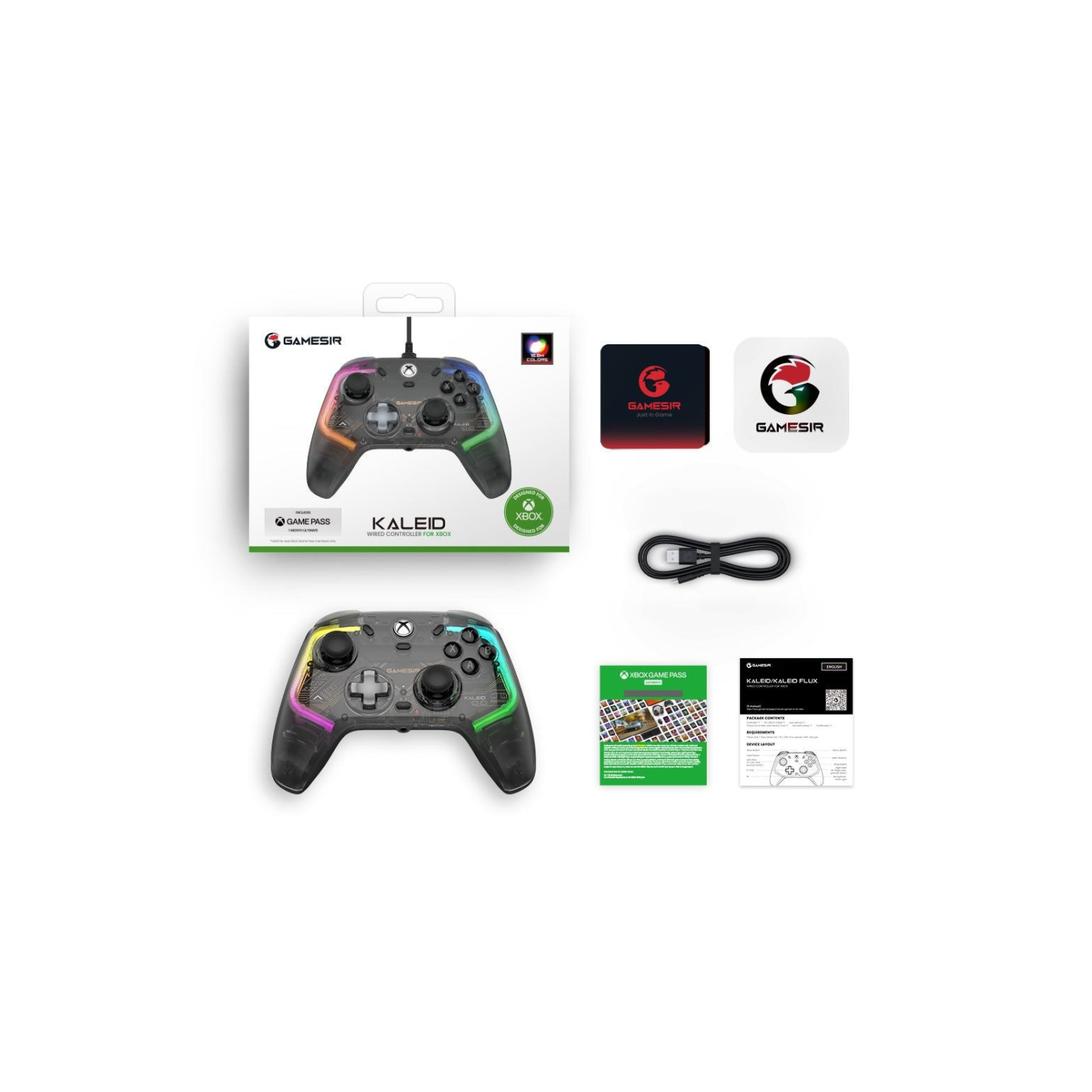 GameSir Kaleid – Manette filaire Xbox transparente RGB